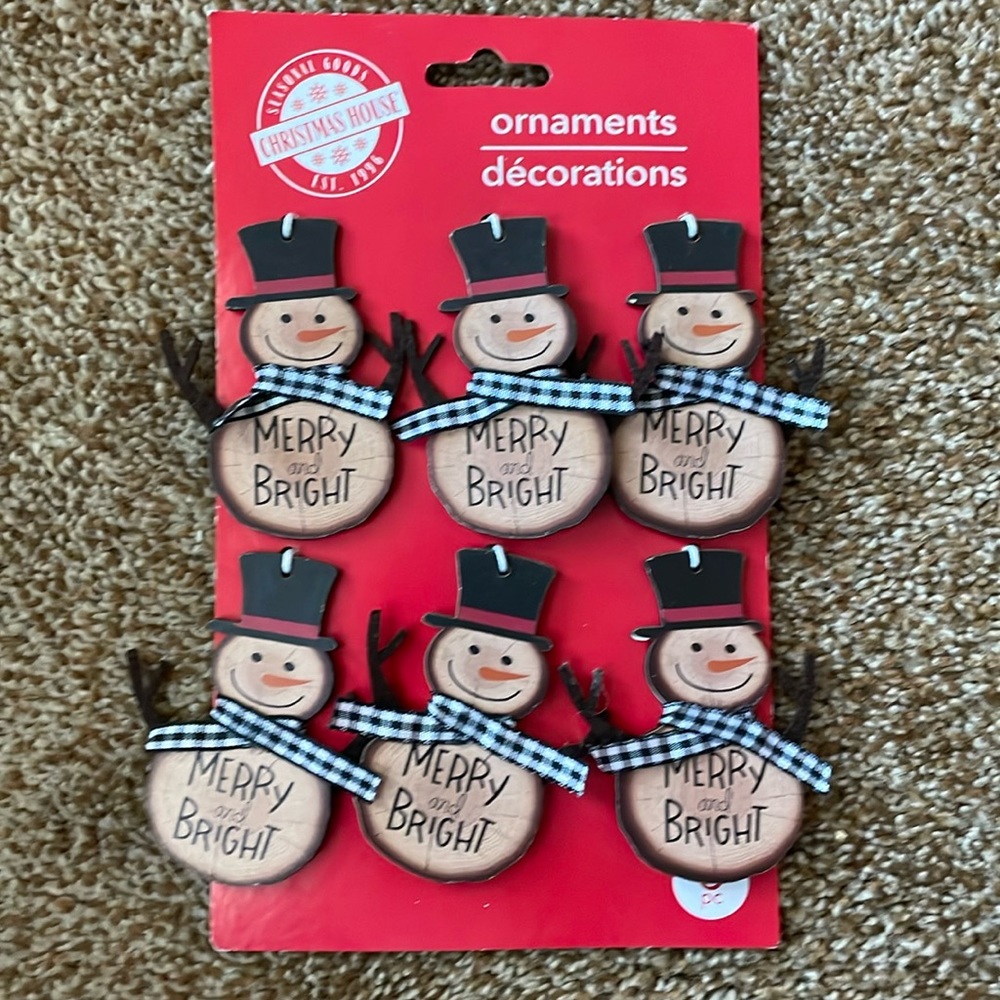 6 Christmas house snowman ornaments